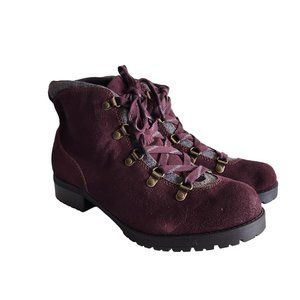 Clarks Shoes Women's 10 W Red Burgundy Boots Faralyn Alpha Lace Up Ankle Booties